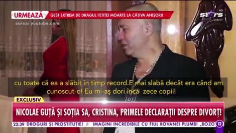 Agenția VIP. Nicolae Guță și Cristina, primele declarații despre divorț: Aş minţi să spun că nu există unele divergenţe între noi