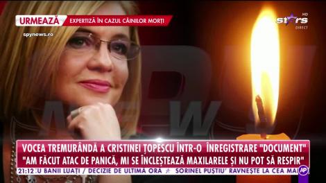 Vocea tremurândă a Cristinei Ţopescu într-o înregistrare "document"