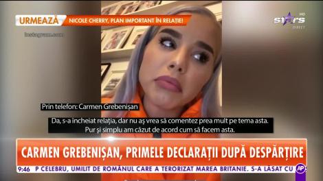 Carmen Grebenişan, primele declarații după ce s-a despărţit de iubit! "Făceam trei ani de relație, cumva acum, în perioada asta"