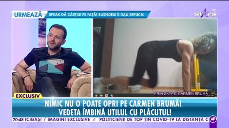 Antrenamente cu spirt și servețele! Carmen Brumă îți arată cele mai noi și la modă activități între patru pereți