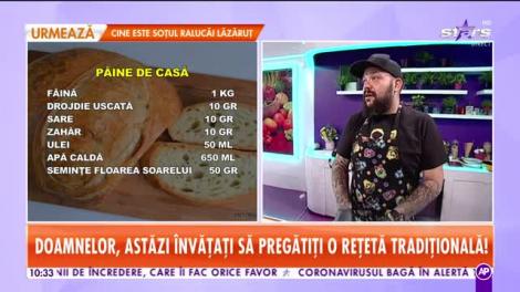 Reţeta lui Chef Munti de la Star Matinal: Pâine de casă și ciorbă de pui țărănească