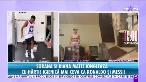 Sorana şi Diana Matei jonglează cu hârtia igienică mai ceva ca Ronaldo şi Messi!