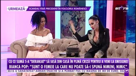 Cu ce sumă s-a "deranjat" să iasă din casă în plină criză pentru a veni în platoul Showbiz Report! Bianca Pop: Dacă ies din casă fără o mie de euro mă simt ca o sărăcie!