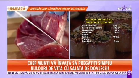Rulouri de vită cu salată de dovlecei, rețeta lui Chef Munti