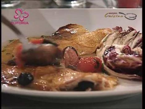 Biban in crusta de cartofi cu sos mediteranean