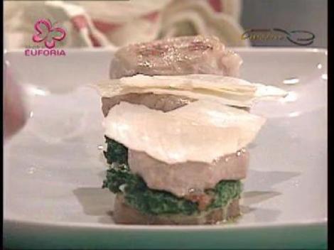 Muschi de porc cu trufe si spanac
