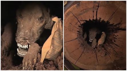 Descoperirea uluitoare pe care au făcut-o niște tăietori de lemne în interiorul unui copac. Ce este „creatura” pe care au găsit-o