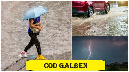 Alertă ANM! Cod galben de ploi torențiale și descărcări electrice în România. Ce zone sunt afectate de vremea rea